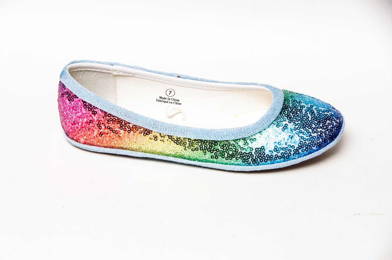 rainbow sequin ballet flats