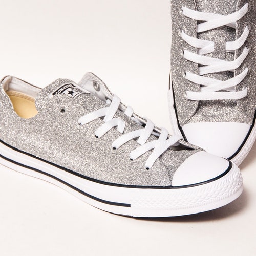 silver glitter converse size 8
