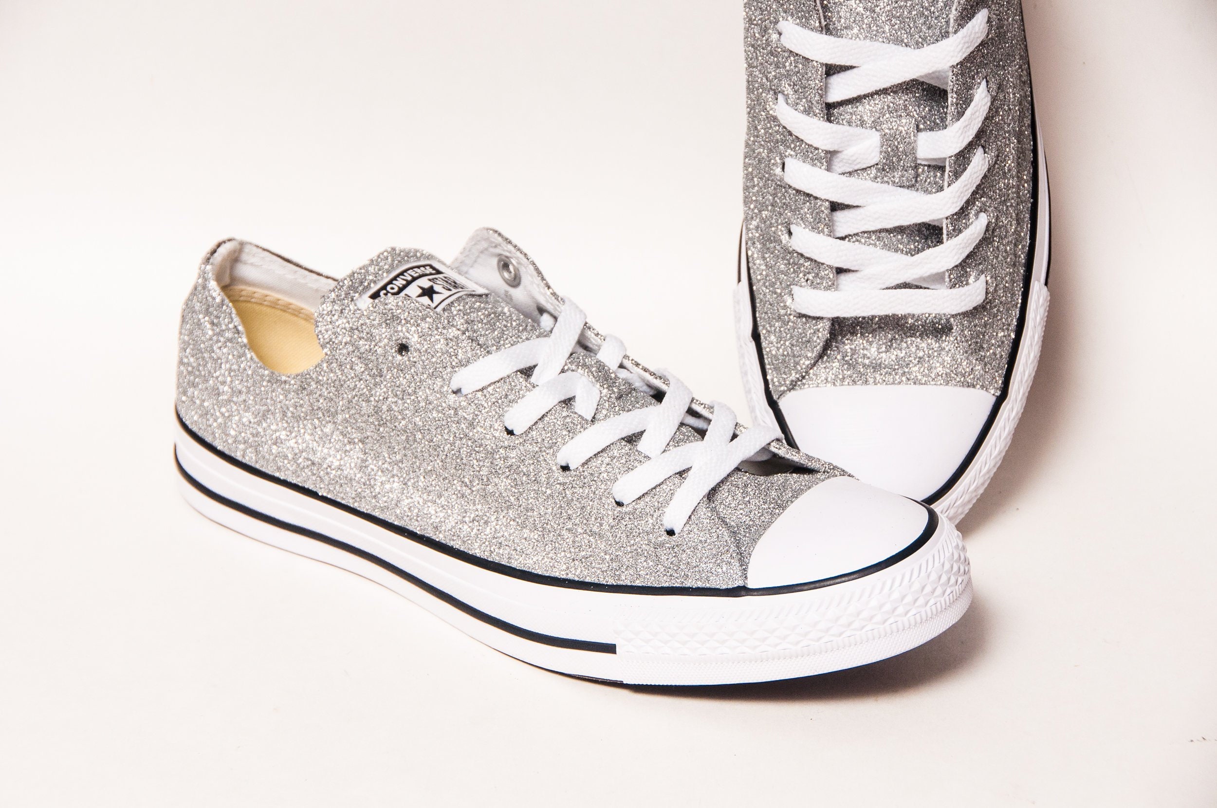 Silver Premium Glitter Converse 