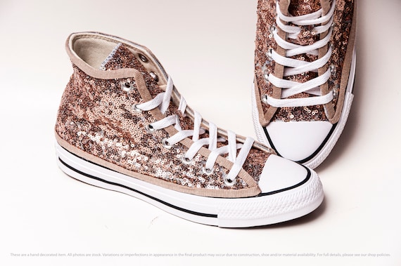 Rose Gold Sequin Converse High Top Sneakers | Etsy