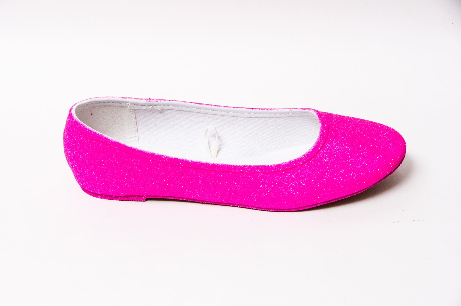 Hot Neon Pink Glitter Ballet Flats Etsy