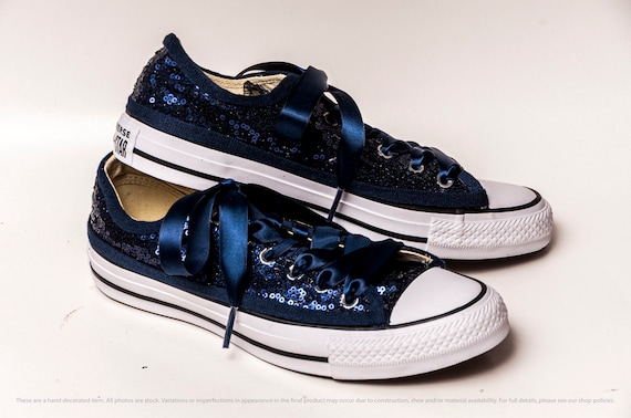 navy blue sequin converse
