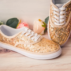 Womens gold hotsell glitter tennis shoes