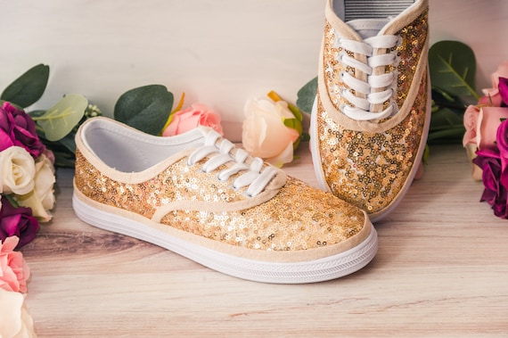 Women's Glitter Tennis Sneakers Floral Dressy Sparkly Sneakers