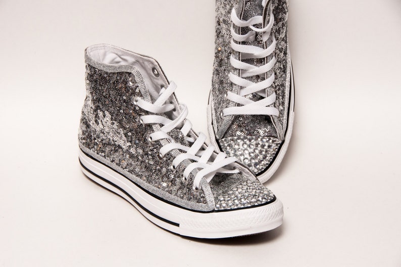 converse silver sequin sneakers