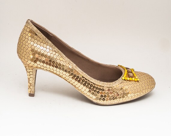 gold 3 inch heels