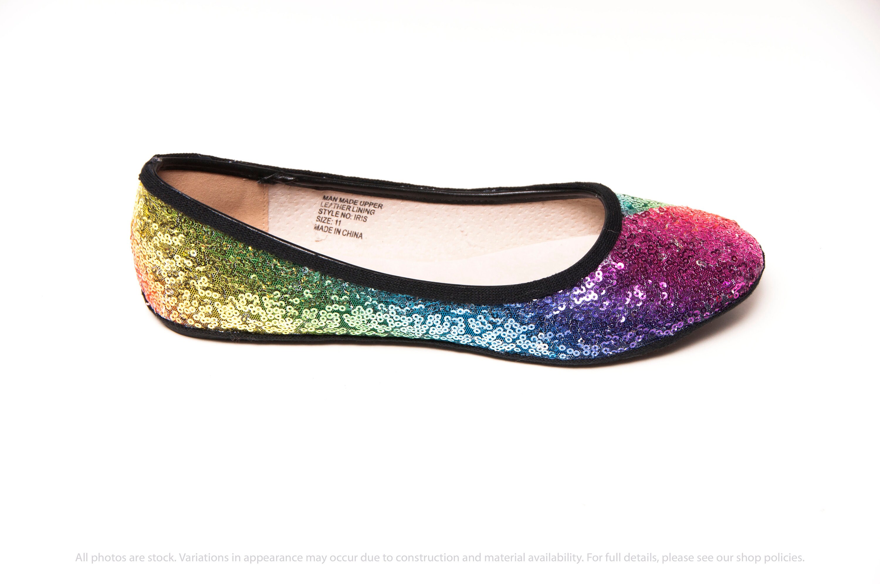 Rainbow Sequin Ballet Flats Etsy