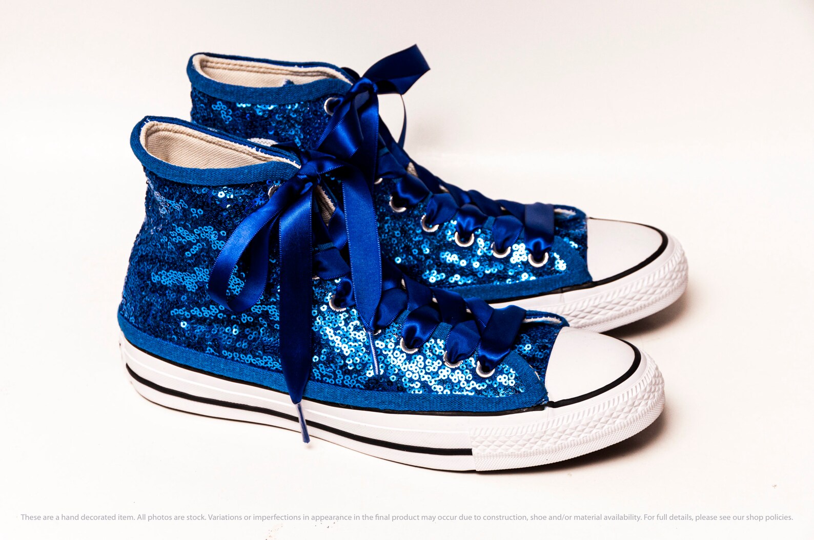 Sapphire Blue Starlight Sequin Converse High Top Sneakers Etsy
