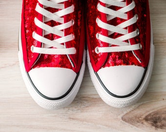 sequin red converse