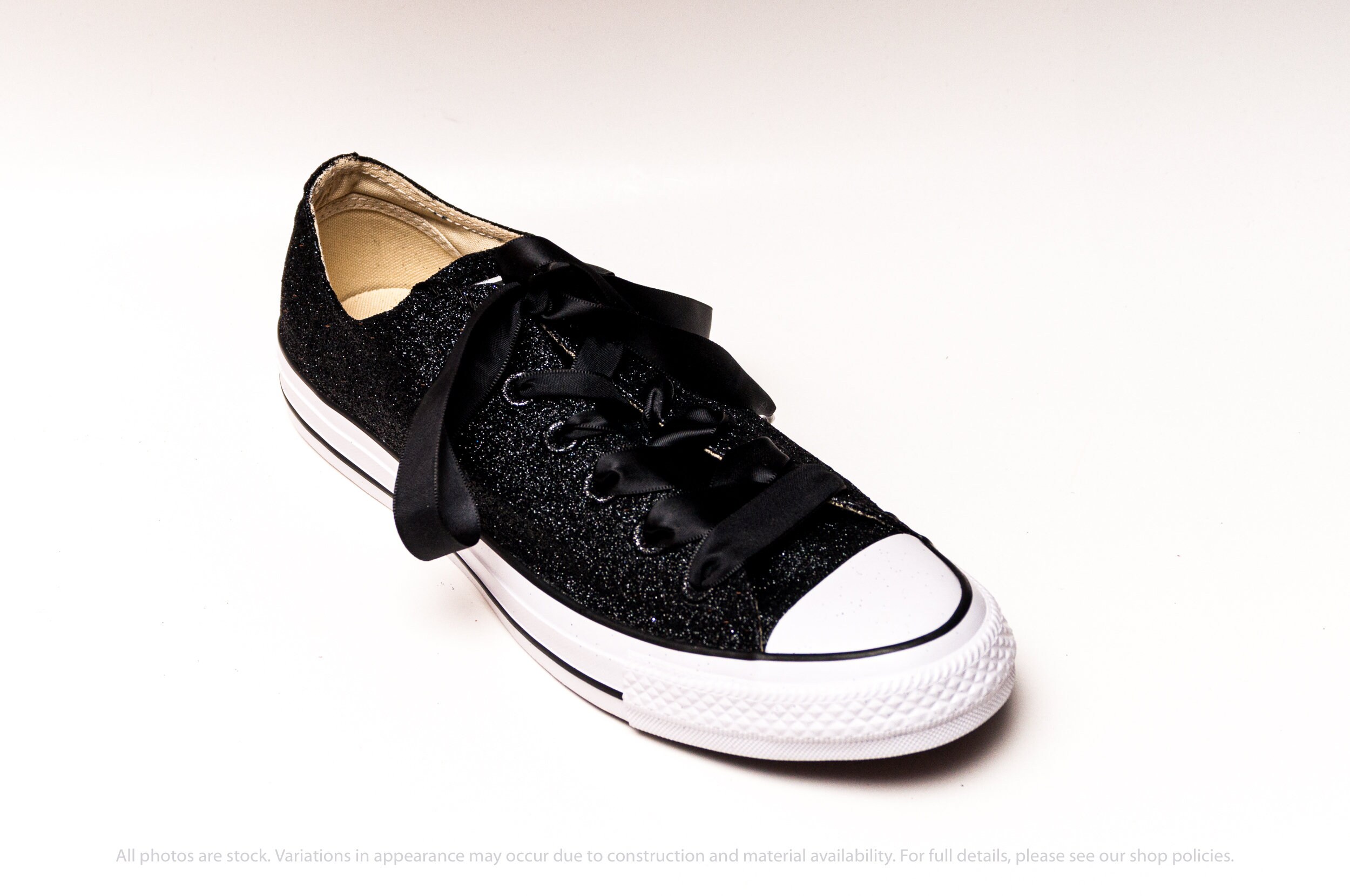 converse black glitter low tops