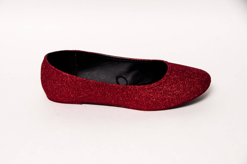 red sparkly ballet flats