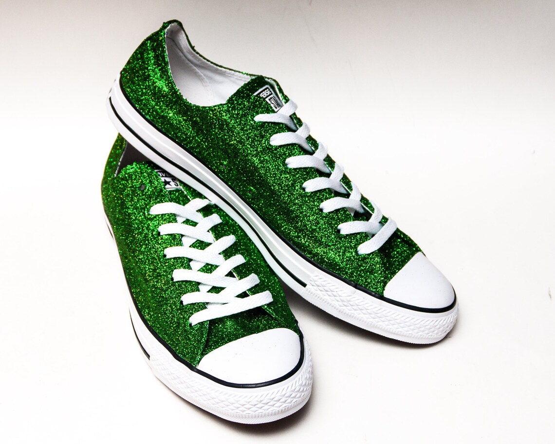 Kelly Green Glitter Converse Low Top Sneakers Etsy