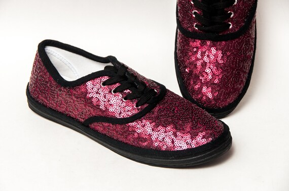 red sequin tennis shoes
