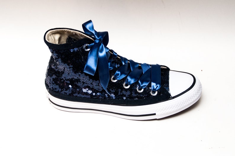 Navy Blue Starlight Sequin Converse High Top Sneakers Etsy