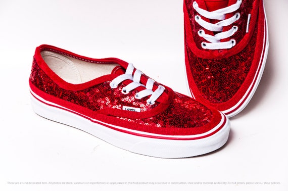 red sparkly vans