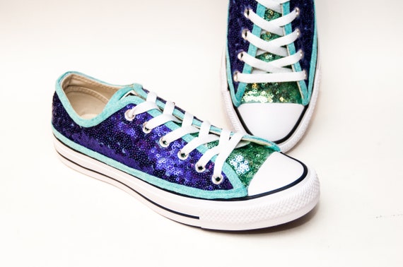 green and purple converse