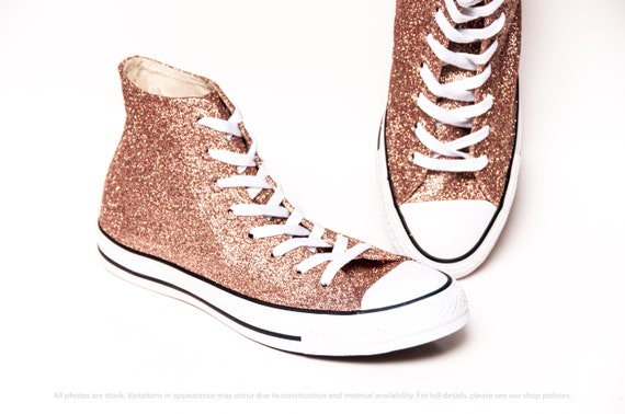 Rose Gold Glitter High Top Converse Sneakers | Etsy