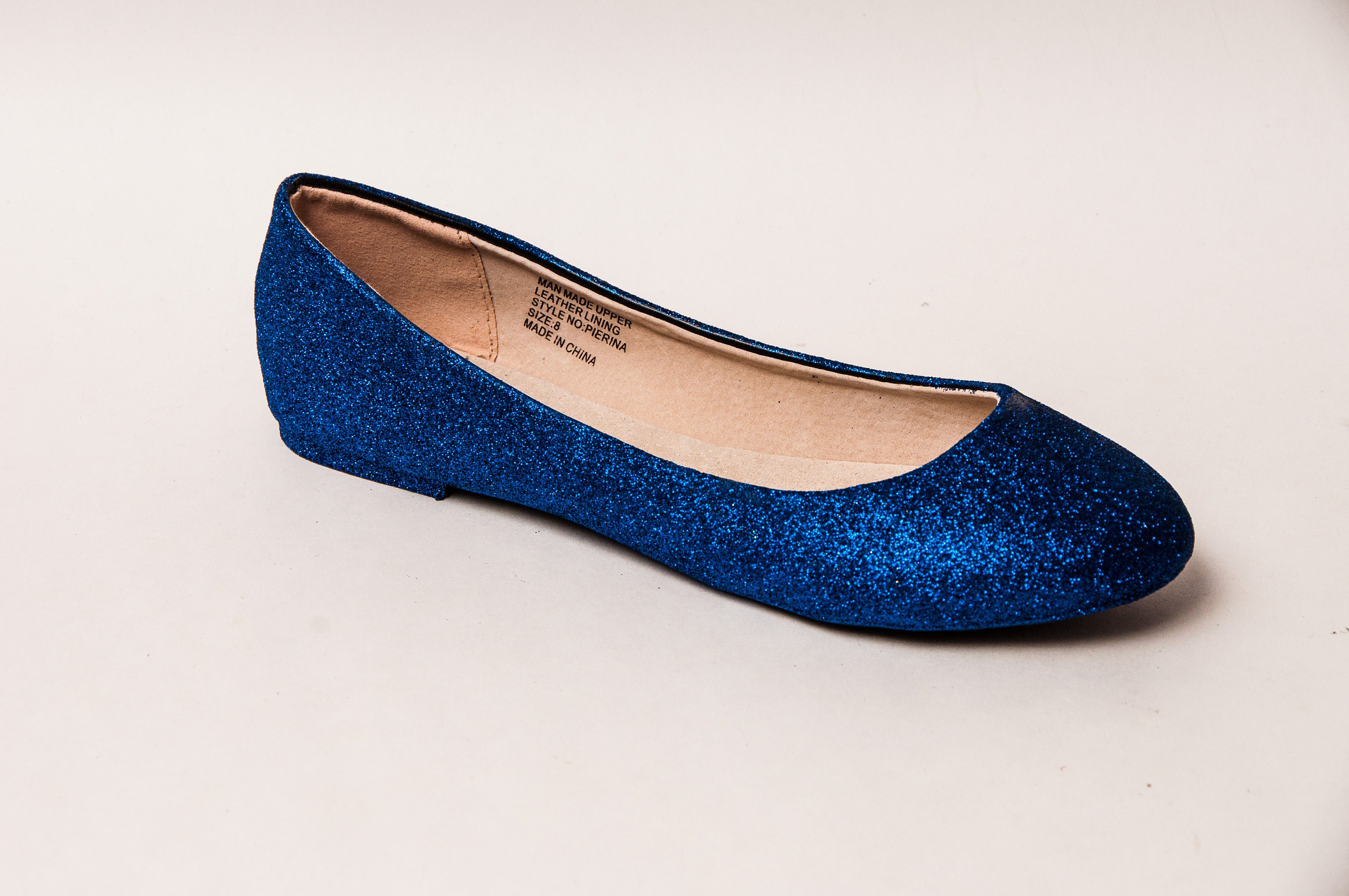 blue sparkle ballet flats