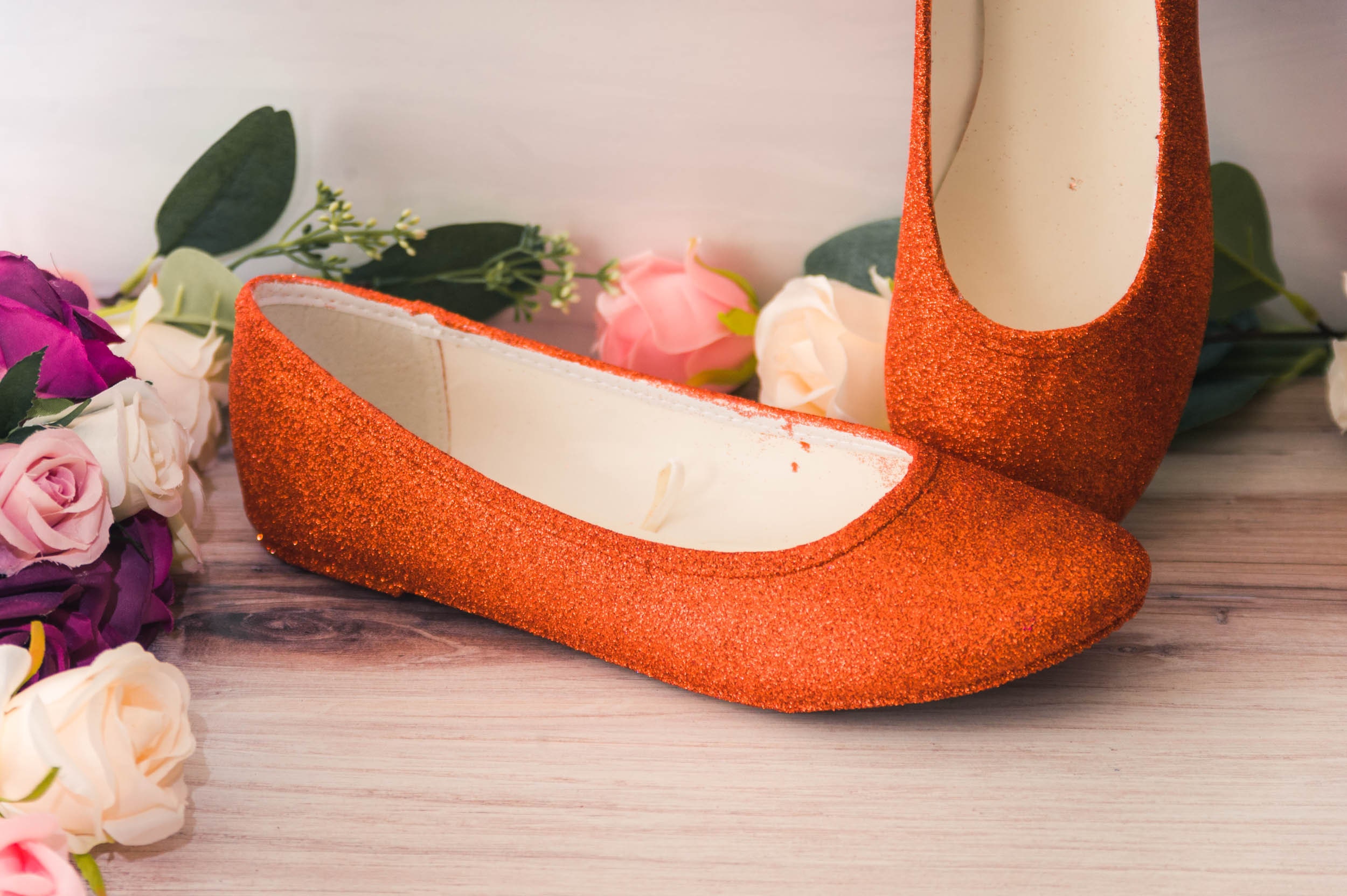 Orange flat shoes Clearance