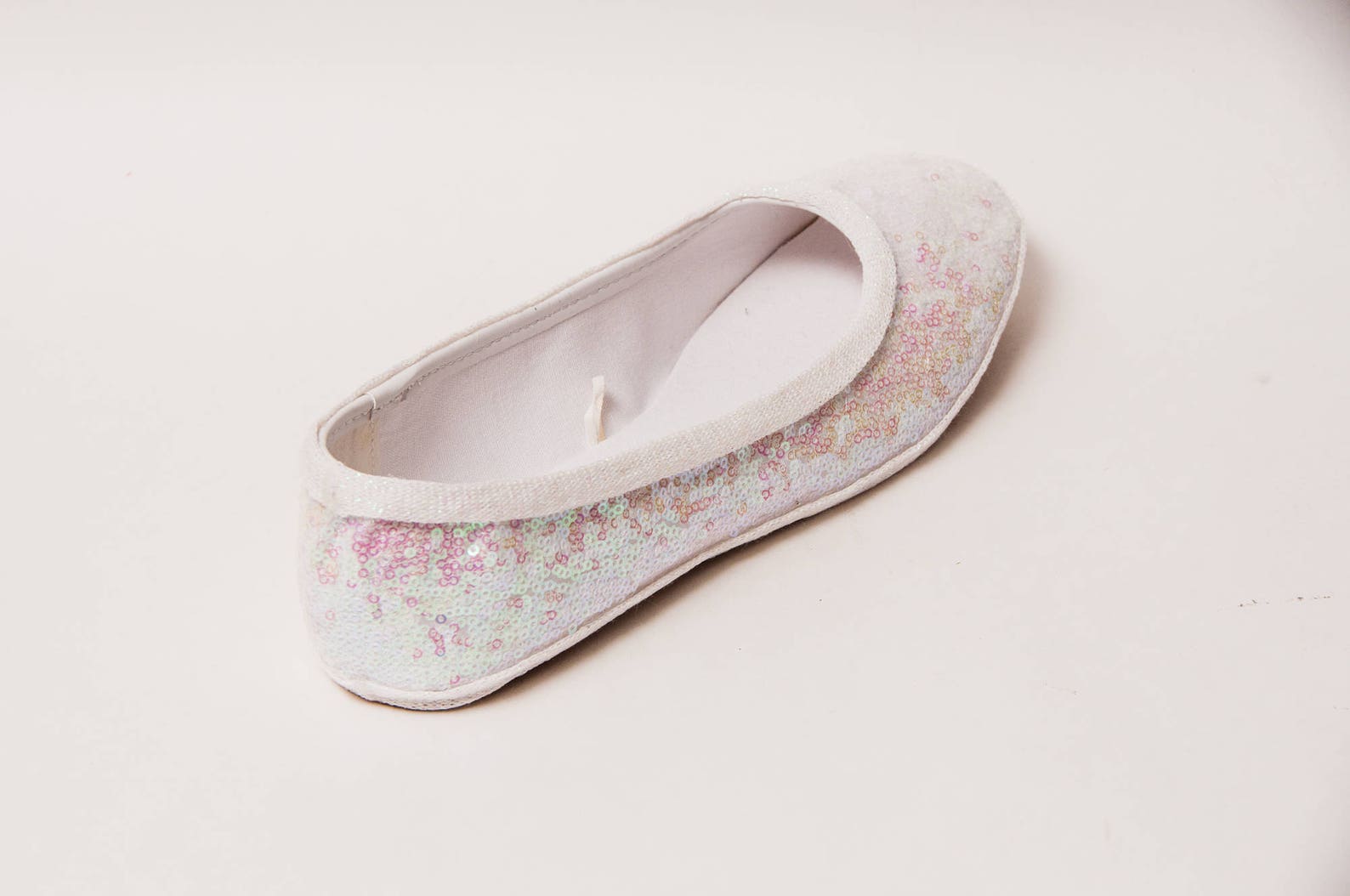 sequin - crystal iridescent iris white ballet flat slipper custom shoes