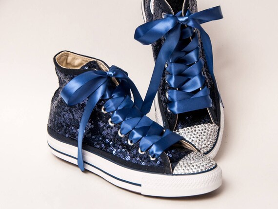 navy blue sequin converse