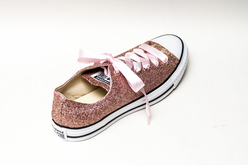 Rose Gold Glitter Converse All Star Low Top Sneakers Etsy