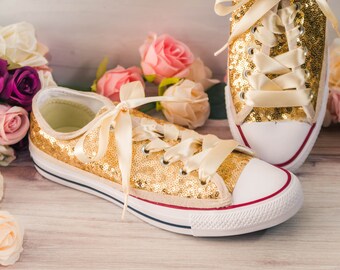 Gold Glitter Custom Made Converse All 