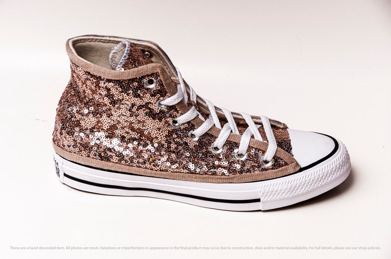 Rose Gold Sequin Converse High Top Sneakers | Etsy