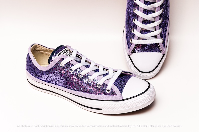 Lavender Purple Starlight Sequin Converse Low Top Sneakers | Etsy