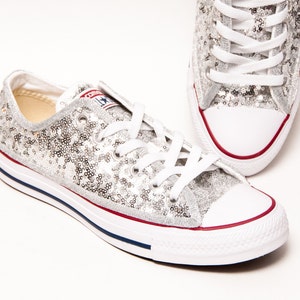converse silver sequin sneakers