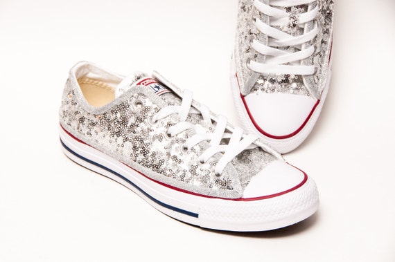silver sparkly converse low tops