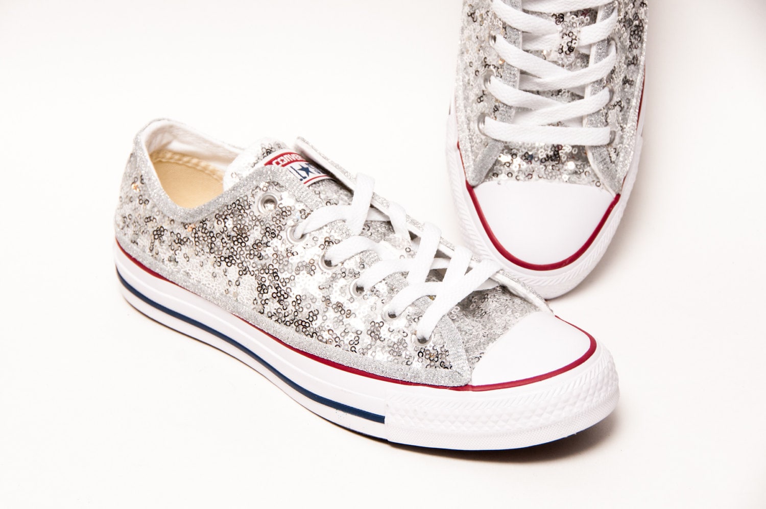 silver sequin converse low tops