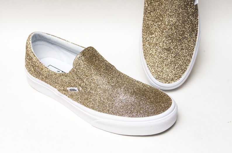 gold glitter vans