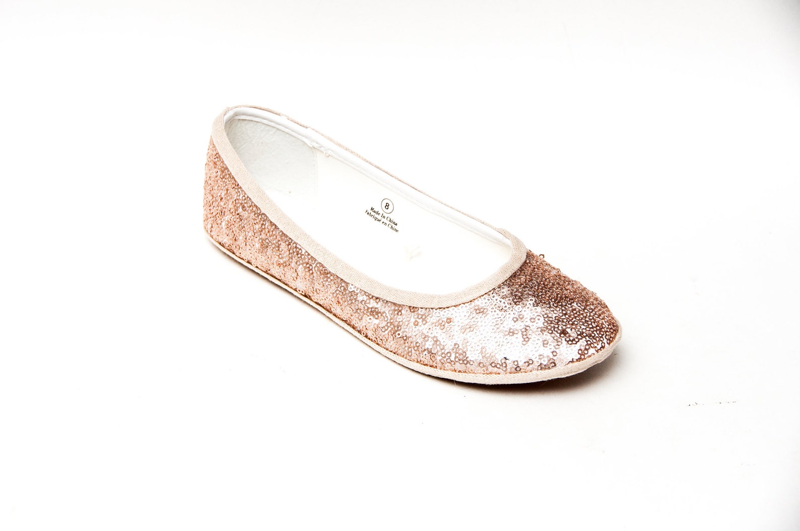 sequin - champagne light gold sparkly sequin ballet flats shoes