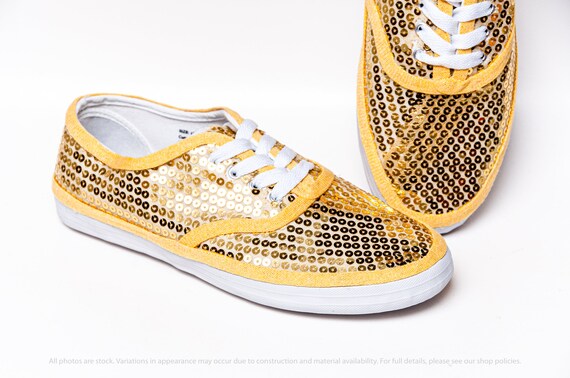 gold sequin sneakers