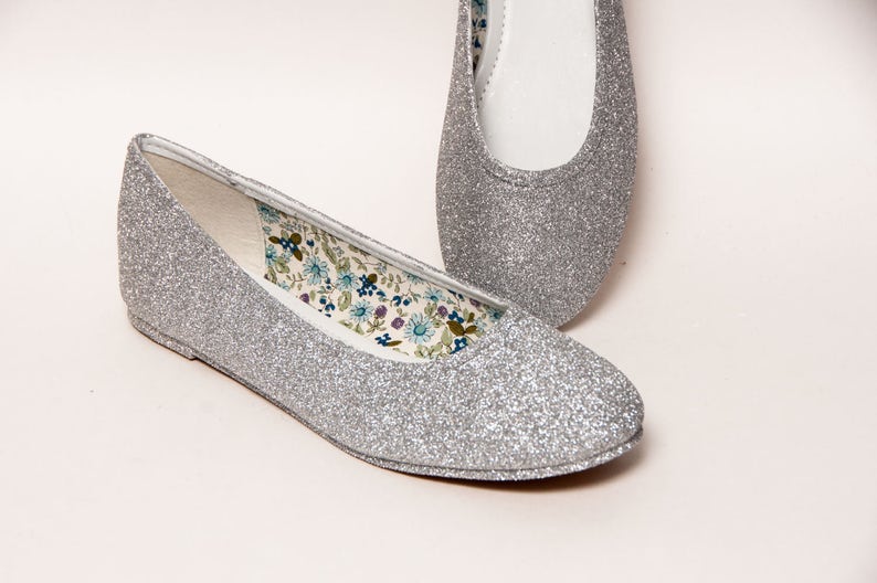 Silver Glitter Ballet Flats | Etsy