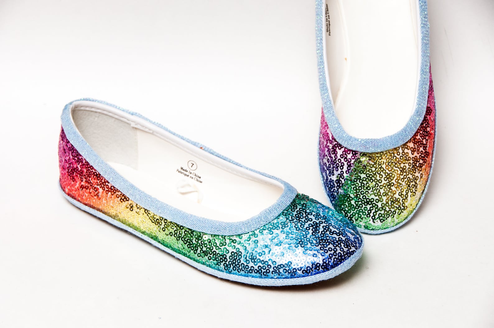 rainbow sequin ballet flats