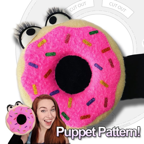 Downloadable Frosted Donut Professional Hand Puppet Pattern by Prairie Puppets
