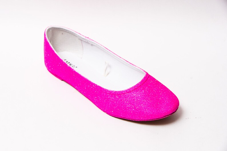 Hot Neon Pink Glitter Ballet Flats | Etsy