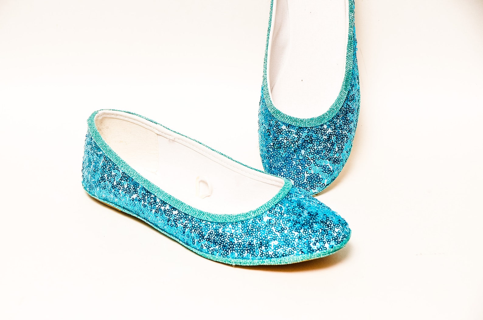 tiny sequin - starlight malibu blue ballet slipper flats shoes