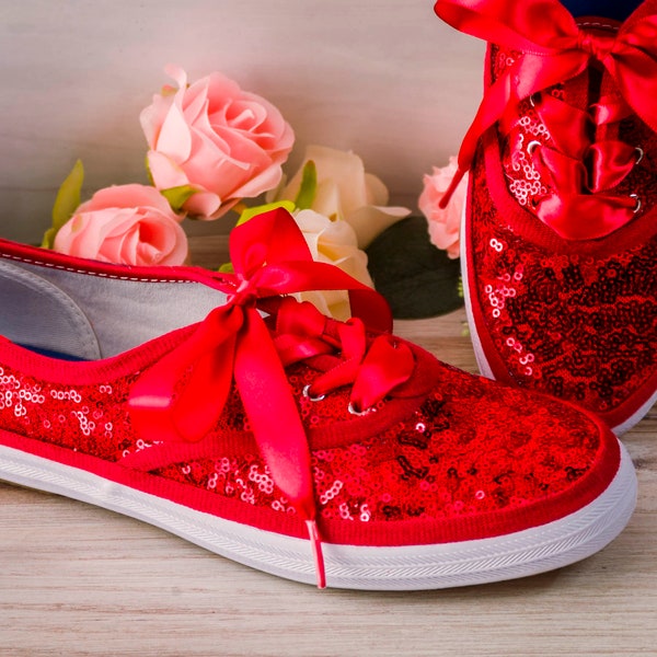 Red Sparkle Shoes Etsy