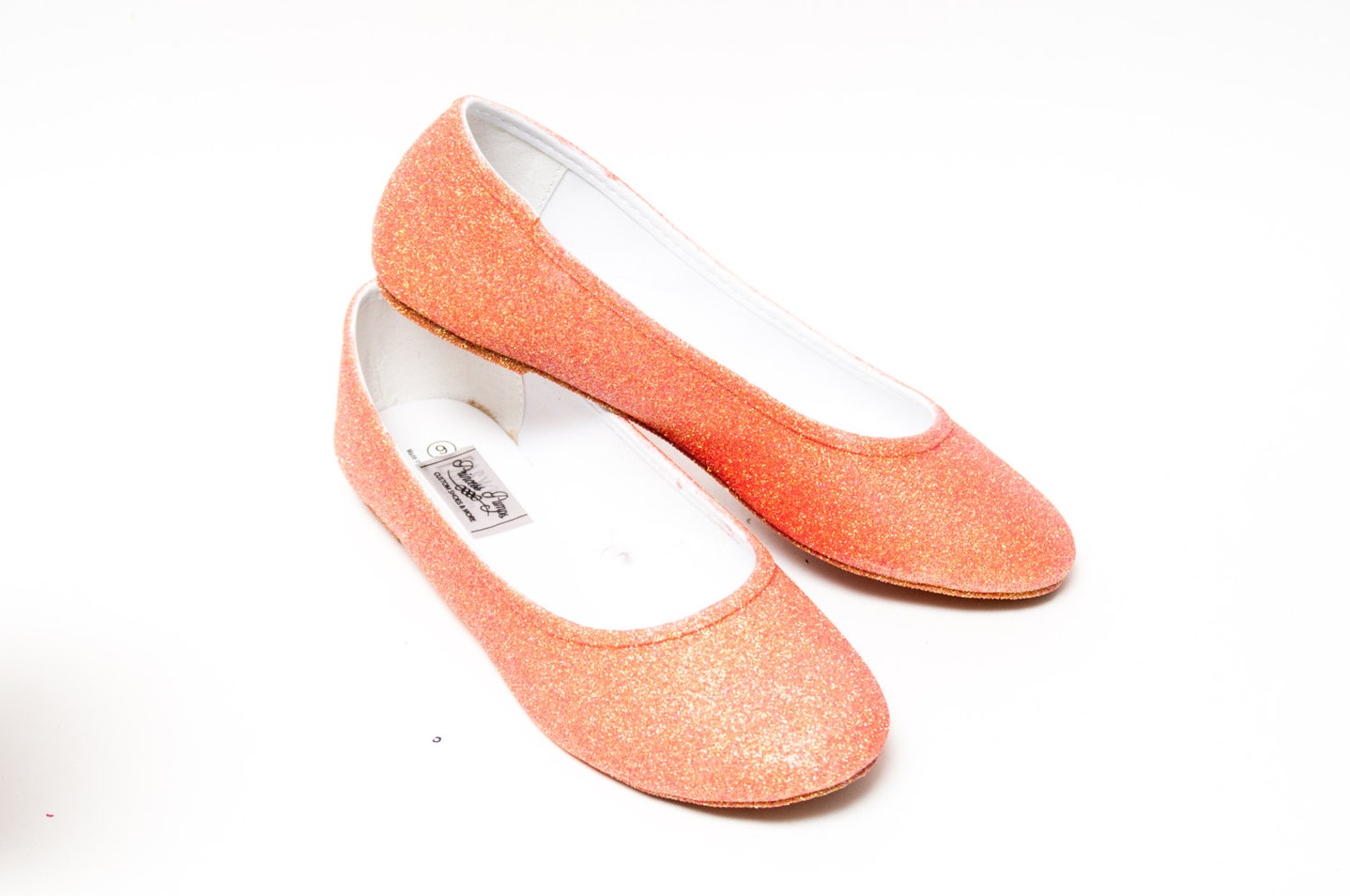 glitter | princess pumps melon orange ballet flat casual shoes