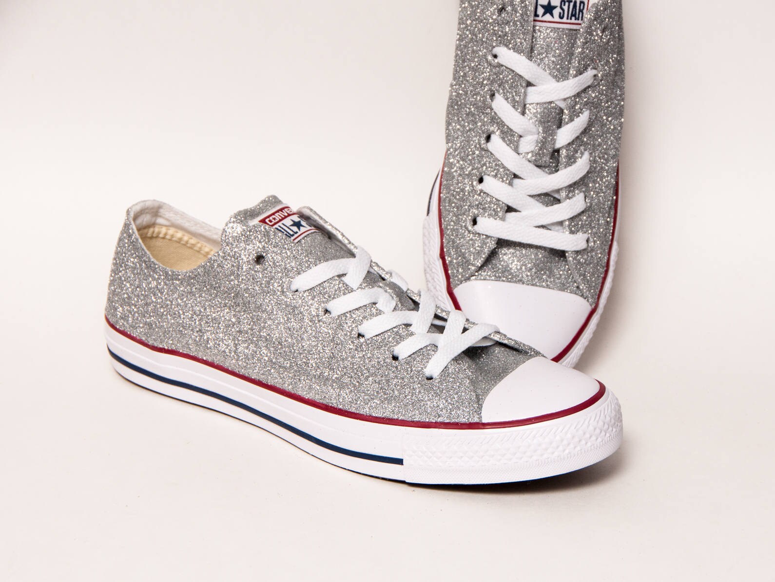 silver sparkly converse