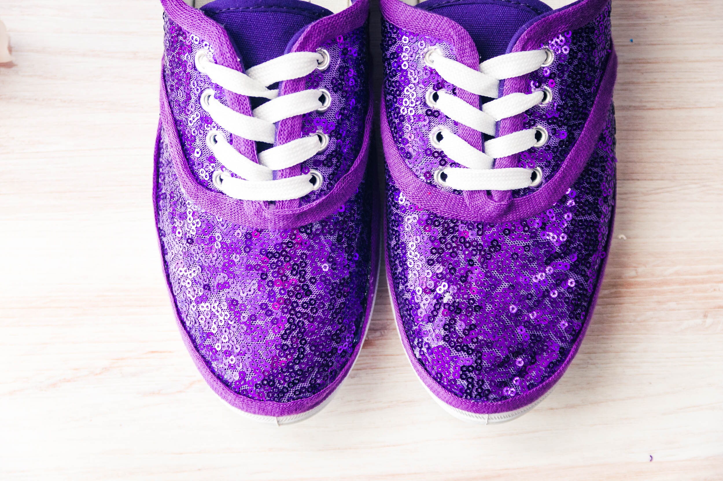 purple sequin sneakers