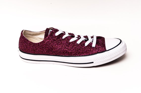 burgundy glitter converse