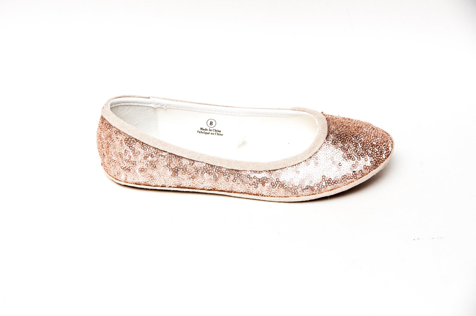 sequin - champagne light gold sparkly sequin ballet flats shoes