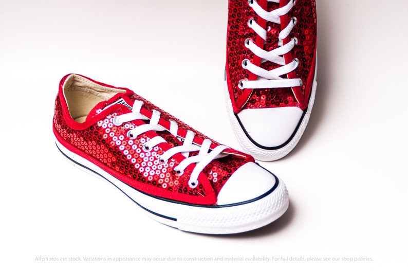 converse red sequin sneakers