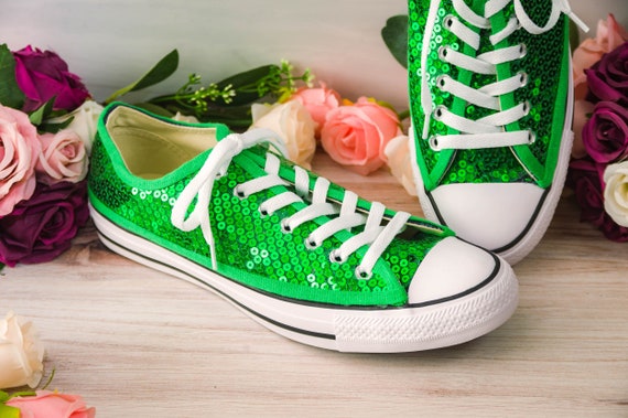 green sequin trainers