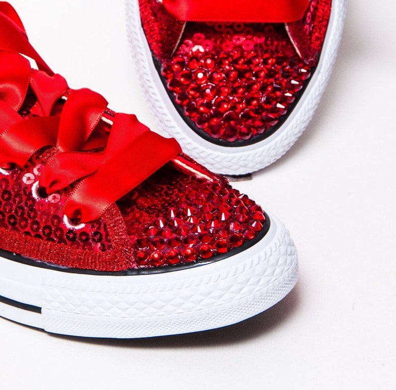 womens red glitter sneakers