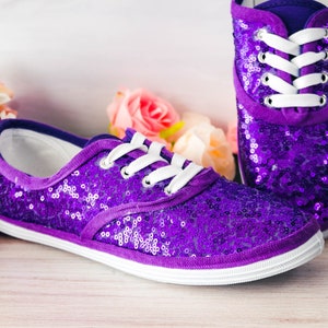 Sparkle Sneakers Women, Purple Sequin Canvas Sneakers, Custom Shoes for  Women, Halloween Costume Women, Gifts for Her 